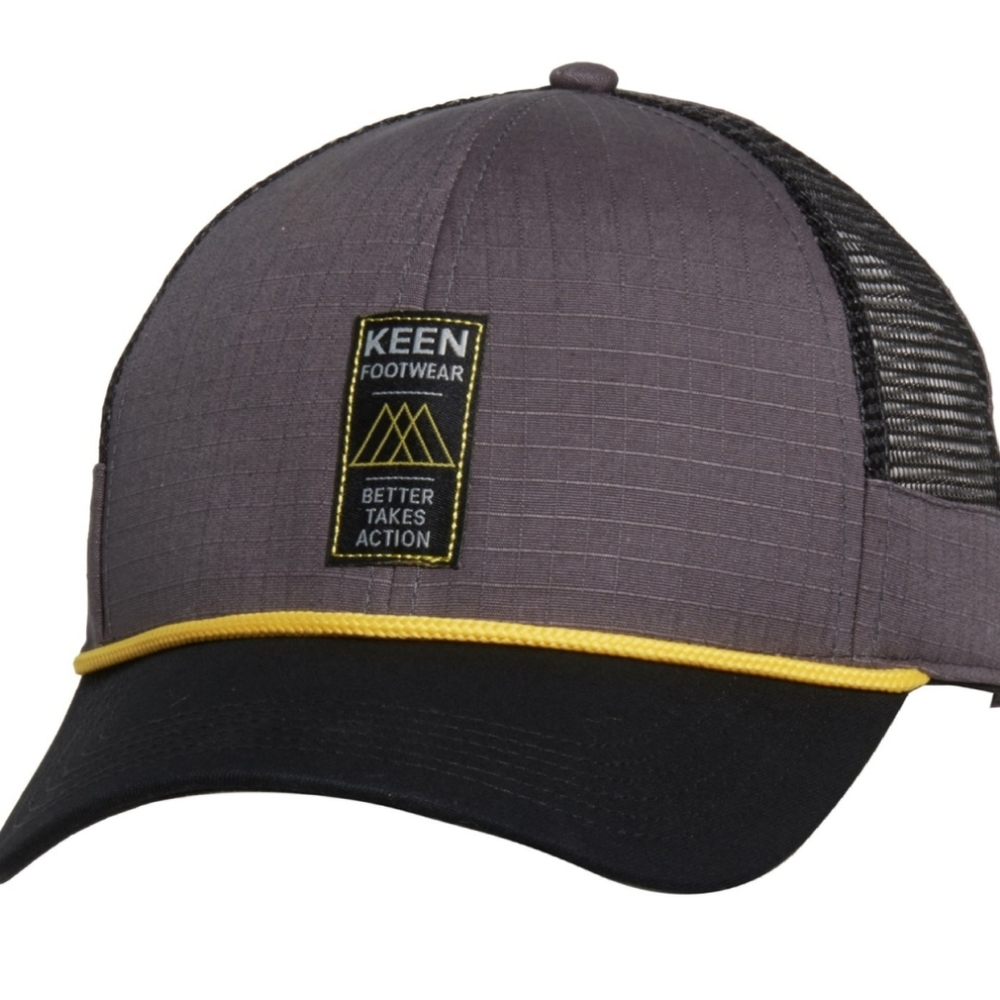 Keen Better Takes Action Trucker Hat Grey Yellow White Unisex OS NWT